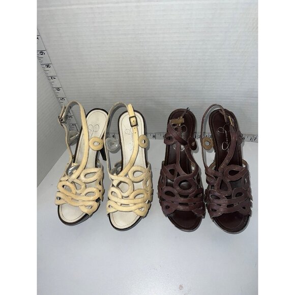 LOT of 2 Women's 6 1/2B wood Heels Shoes Browns JESSICA SIMPSON JS-GENAVIV - Picture 1 of 12